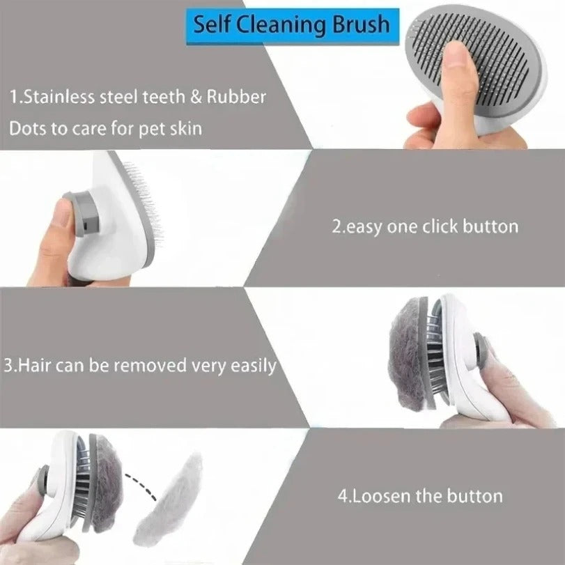 Self-Cleaning Pet Brush – Grooming Comb for Dogs and Cats